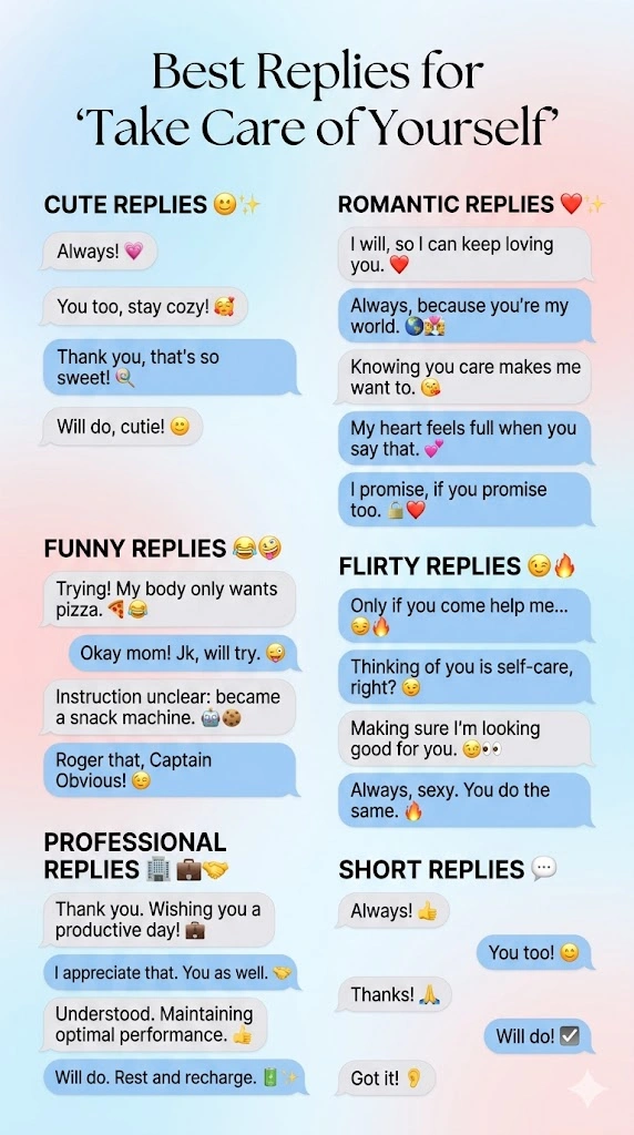 Reply For Take Care Of Yourself