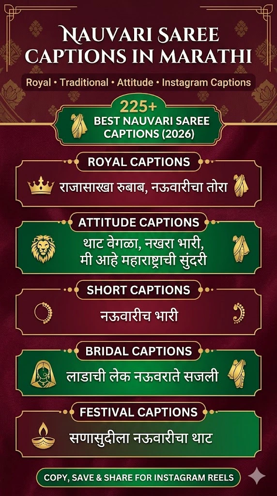 Nauvari Saree Captions in Marathi