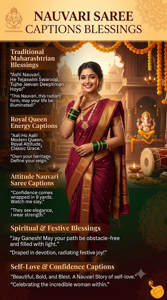 Nauvari Saree Captions