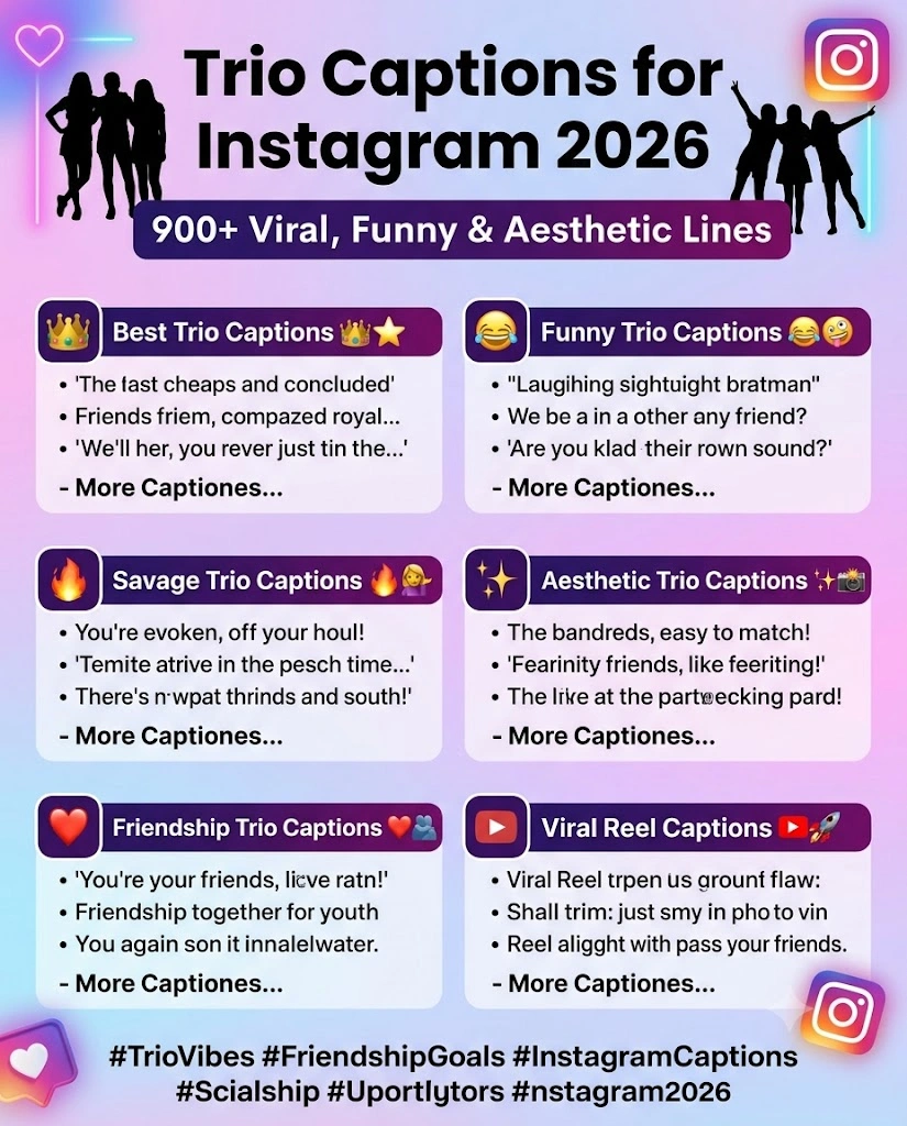Trio Captions For Instagram
