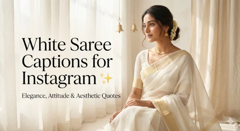 White Saree Captions