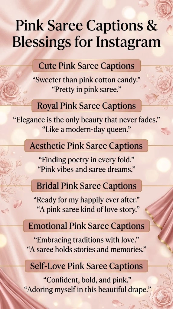 Pink Saree Captions