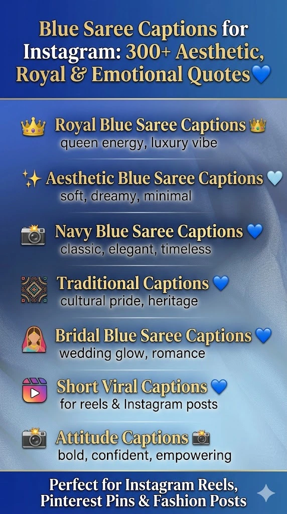 Blue Saree Captions