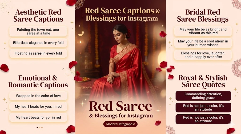 Red Saree Captions