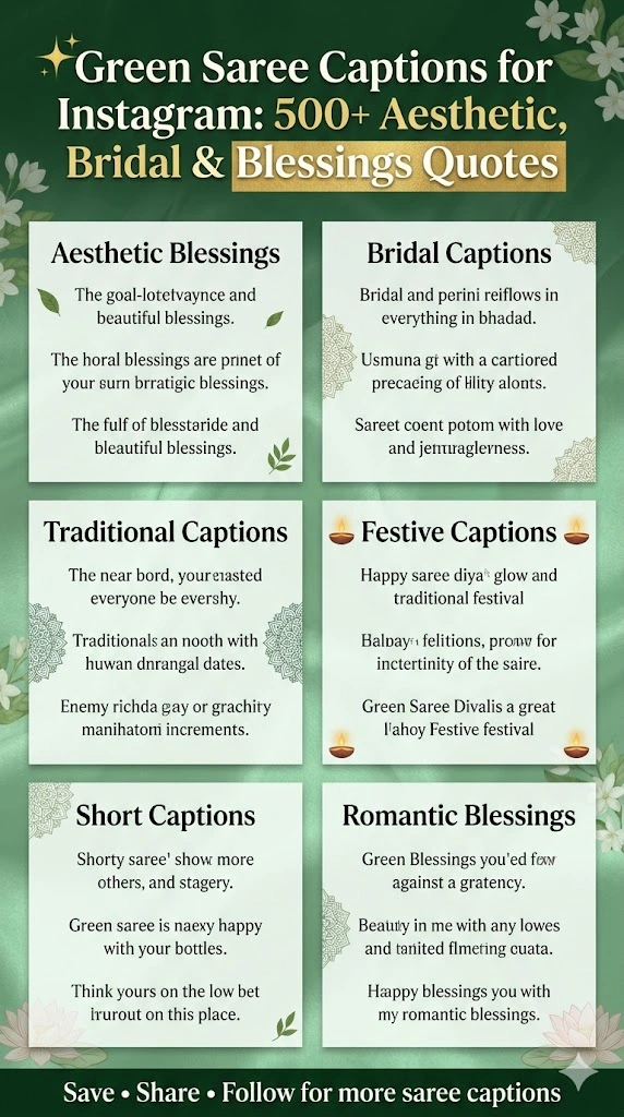 Green Saree Captions