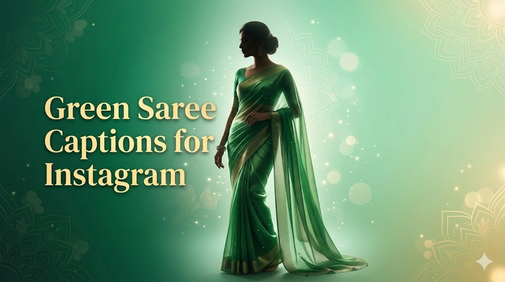Green Saree Captions