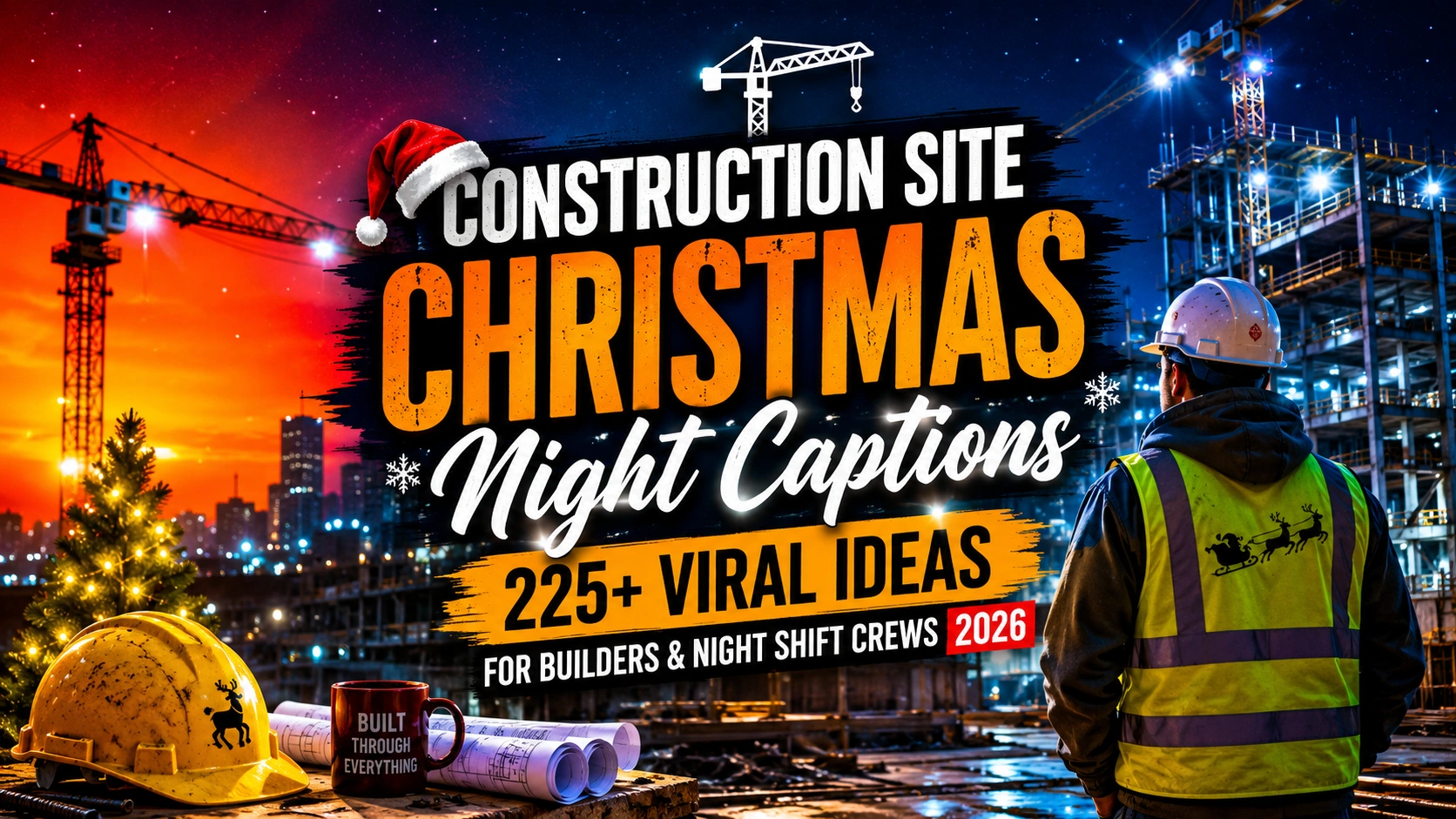 Construction Site Christmas Night Captions