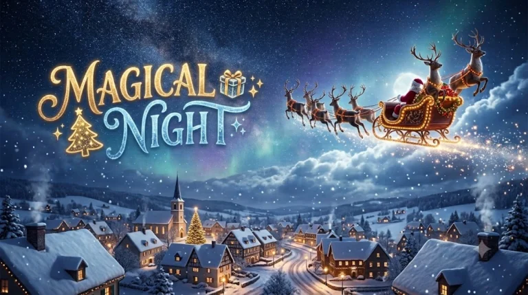 Santas Sleigh Christmas Night Captions