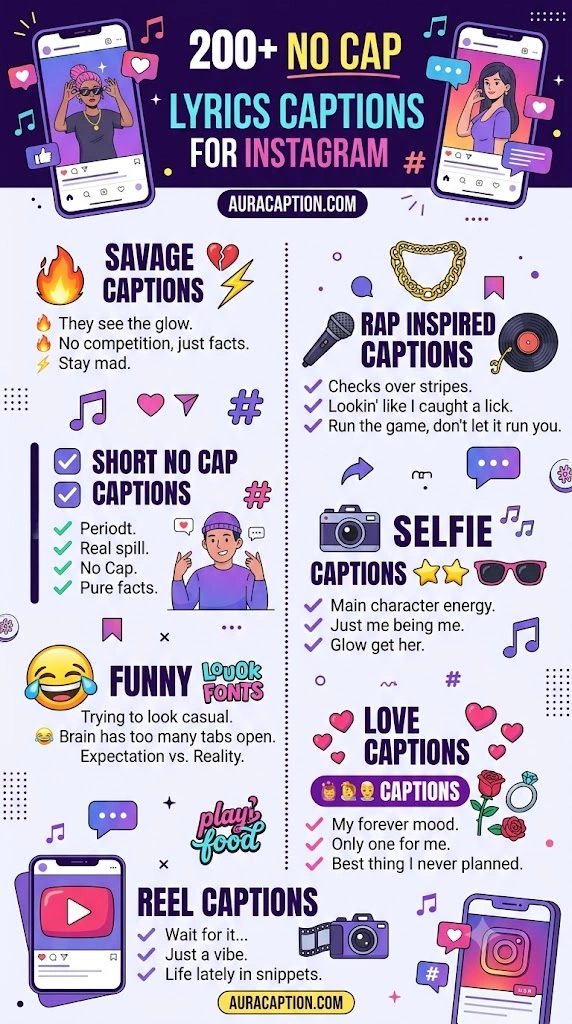 No Cap lyrics Captions For Instagram